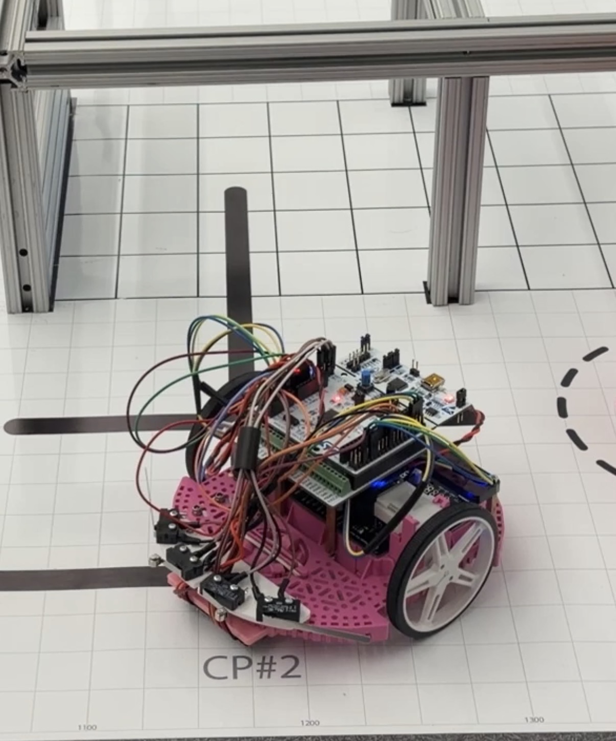 Romi robot on the course track